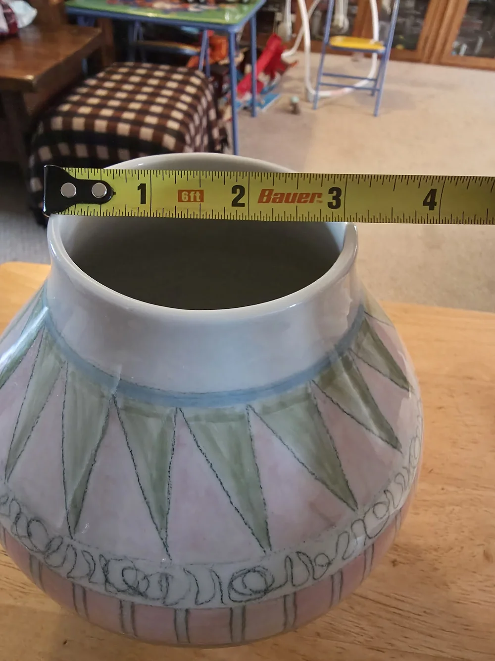 George Zarolinski Hand-Painted Pastel Ceramic Vase - Unbranded Pink & Green